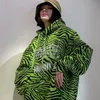 Mulheres com moletons moletons moletons de streetwear soltos mulher zebra impressão neon verde de grande tamanho harajuku estudante de moda de moda de moda feminina colorida 220914