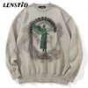 Mens Sweaters LENSTID Men Hip Hop Knitted Jumper Sweaters Angel Lightning Printed Streetwear Harajuku Autumn Oversize Hipster Casual Pullovers 220914