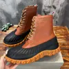 Longwing Duck Boots Designer Men Thoms Calf Leather Ankle Boot Fashion Duck Chunky Martin Booties Top-quality Size 38-45