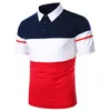 Herren Poloshirt Kurzarm Polo Farbkontrast Sommer Street Casual Fashion Top