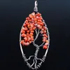 Life Tree Pendants Natural Stone Vintage Copper Plated Reiki Charms Klädtillbehör Europeiska Amulet Fashion Women Mens smycken BN325