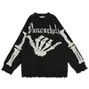 Mens Sweaters TIDESHEC HIP Streetwear Men Funny Bone Skeleton Printed Knitted Hip Hop Winter Pullover 220914