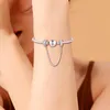 ビーズPave Inspiration Safety Chain Charm S925 Silver Fit Bracelet DIY for Women Jewelry Gift 02SF016