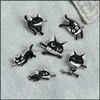 Pins Brooches Black Cat Knife Punk Enamel Brooches Pin Women Girl Fashion Jewelry Metal Vintage Pins Badge Gift 6144 Q2 Drop Delivery Dhbyj