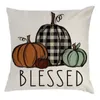 Taie d'oreiller automne Thanksgiving Plaid Gnomes citrouille extérieure décorative taie d'oreiller automne coussin FY5448