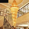 Pendelleuchten Treppe Kronleuchter Doppellampe Lange Luxusvilla Kristall Modernes minimalistisches Wohnzimmer LED