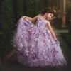 Girl Dresses Purple Sleeveless Lace Appliques Flower Dress Fancy Flowers Kids For Girls Party Wedding Bridesmaid Princess
