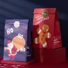 Julpappers presentpåse platt hantverk papper klistermärke förpackning jultomten claus älg födelsedag julafton festdekor leveranser mj0804