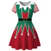 Girl's Es 2-8y Girls Kerstmis Korte mouw Princess jurk kinder verjaardagsfeestje nachtdress Santa Claus Snowman Vestidos Menina 0913