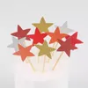 Świąteczne zapasy 2022 10pcs Mini Heart Star Bupcake Toppers Tort Birthday Topper Dekorowanie dzieci