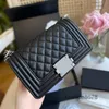 Mini Boy Claic Caviar Vinatge Bags Calfskin Leather Quilted Aged Silver Hardware Chain Strap Crobody Shoulder Womens Designer Top Quality