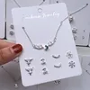 4 paires Anting Corée Boucles d'oreilles Collier Ensemble Femmes Bijoux Cadeau