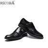 Sapatos sociais primavera novo bloco esculpido masculino couro comercial britânico preto fivela Oxford 220914