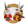 Juldekorationer Jul snögubbe Santa Claus Elk Tableware Holder Silver Holder Pockets Set Kniv och gaffelväskor Xmas Party Dinner Table Decor JK1910
