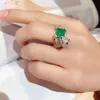 Wedding Rings Luxury Emerald Green Zircon Leopard Rings Animal Panther Ring with Stone Adjustable size For Women Copper Party Jewelry 220914