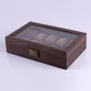 Watch Boxes 5 Slots Wood Storage Case Mechanical Men's Organizer With Lock Wooden Jewelry Gift Box