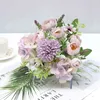 Faux Floral Greenery Pink Silk Hydrangea Artificial Flowers Wedding Flowers For Bride Hand Silk Flowering Peony Fake Flowers White Home Decoration J220906