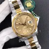 VSF Bara 126333 VS3235 Automatisk herrklocka 41 Två ton Yellow Gold Champagne Dial Stick Markers 904L OysterSteel Armband Super Edition Samma Series Card Puretime B2 B2