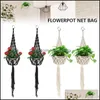 Autres fournitures de jardin Autres fournitures de jardin Pot de fleurs fait à la main Net Sac Tressé Maison Vintage Décor Plante Panier Suspendu Homeindustry Dh0Ej