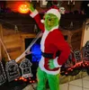 The Green Monster Christmas Cosplay Costume Christmas Outfits With Mask hats Props Xmas Gift