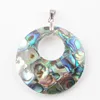Casca de abalone natural cora￧￣o Oval redonda redonda de pingentes de pingentes de colar j￳ias de estilo oceano para homens homens bn333