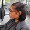 5x1 t Parça Şeffaf Dantel Peruk Kısa Düz Bob Hman Saç Perukları Kadınlar için Brezilya İnsan Öncesi Kapanmış saç çizgisi