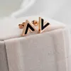 V Letter Studs Earrings for Women Black Rose Gold Fashion Design Titanium Steel Simple Statement Vintage 316L Stainless Steel Jewelry Never Fade Not Allergic