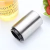 Abridor de botellas de acero inoxidable Empuje automático hacia abajo Tapa de cerveza magnética Abridor Bar Cocina Gadgets de vino Herramientas Abridores I0228