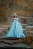 Light Sky Blue Boho Flower Girl Dresses Floral Kids Birthday Pageant Gowns For Poshoot Tulle First Communion Dress222z