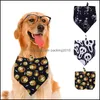 Dog Apparel Pet Dog Bandana Halloween Skl Pumpkin Printed Scarf Handkerchief Bib For Medium Large Cat Collar Party Grooming Accessori Dhsek