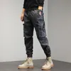 Men's Pants Khaki Cargo Drawstring Ankle Length 9 Part Trousers Streetwear Fashion Cotton Casual Work Military 220914