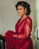 Tulle Elegant Red Maternity Prom Dresses Puffy Sleeve Photo Shoot Sexy Bridal Fluffy Robe Full Length Long Bathrobe Birthday Gowns