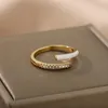 Klusterringar emalj färgglada smycken för kvinnor rostfritt stål guld öppet justering band zirkonia staplande fingerring bijoux femme