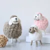 Decorative Objects Figurines 1Pc Mini Table Ornament Felt Sheep Figurines Miniatures Wool Felt Lamb Cute Toys Desktop Decor Home Furnishings Kid Gifts 220914