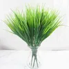 Faux Floral Greenery 1 PCSbatch Artificial Fake Grass Green Plants 7 Fork Simulation Grass de plástico para decoração de decoração de aquário J220906