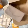 멀티 펠리시 포케 트 가방 클래식 정품 가죽 3 PC 세트 클러치 지갑 럭셔리 디자이너 숄더백 분리 가능한 체인 봉투 스타일 플랩 크로스 바디 백인 상자