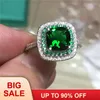 Обручальные кольца Женская мода настоящий серебряный цвет 3CT Зеленый циркон CZ Обручальный кольцо для ювелирных изделий для ювелирных изделий
