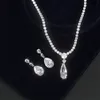 Bride Jewelry Sets Silver-plated Wedding Dress Banquet Crystal Necklace Earring Women Gift