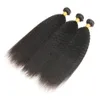 8A Kinky Straight Bundles Brazilian Human Hair 3pcs Natural Color Coarse Yaki Remy Hair Wefts for Women