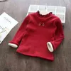 Pullover mode 2021 Nieuwe winterkinderen kleding cartoon tops warm fluwelen dikke kinderen trui trui meisjes bovenkleding 0913