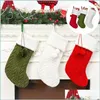Noel Dekorasyonları Noel Çoraplar Örme Yün Peluş Hediye Çantası Şeker Çantaları Ağaç Asma Süsler Noel Partisi Dekorasyonu Dr Dhsdu