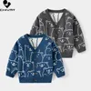 Pullover Autumn Winter Kids Cardigans Sweater Baby Boys Cartoon Bear Jacquard Single-breasted V neck Knit Cardigan Sweaters Coat Clothing 0913