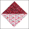 Hundkl￤der Valentines Day Dog Scarf Heart Design Triangar for Dogs Costumes Accessories Cat Bib Pet Supplies Drop Delivery 2021 Home DHLC8