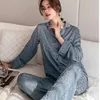 Pijamas de seda para mujer, pijamas de manga larga de dos piezas, multicolor, sueltos, con estampado de leopardo, para mujer, servicio a domicilio 220913
