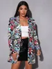 Women's Suits Blazers Vintage Letter Irregular Printing Blazer Women Jacket High Street Fashion Oversized Elegant Lady Coat American Stylish 220913