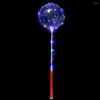 Party Decoration 5/10 PACKS LED Light Up Bobo Balloons F￤rgglada 3 niv￥er blinkande handtag 20 tum Bubbleballong 70 cm Stick Birthday Decor