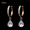 Hoopörhängen Dokol Fashion Rose Gold Color Classic Dazzling Pear Shape CZ Stone Women Earring Jewelry for Party DKE0037