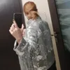 Kadın Ceketleri Performans Gümüş Püskül Sapili Retro Uzun Kollu Yansıtıcı Kadın Çıkışları Tops Üstler Kat 220913
