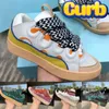 Curb Sneaker men Casual Shoes Luxury women Sneakers Leather Mesh Woven Lace-Up Shoes White Ivory Black Multi