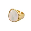 Cluster Rings Fashion Geometric Natural Shell Stacking Band 18K Gold Plated Metal For Women Girl Trendy Jewelry Gift